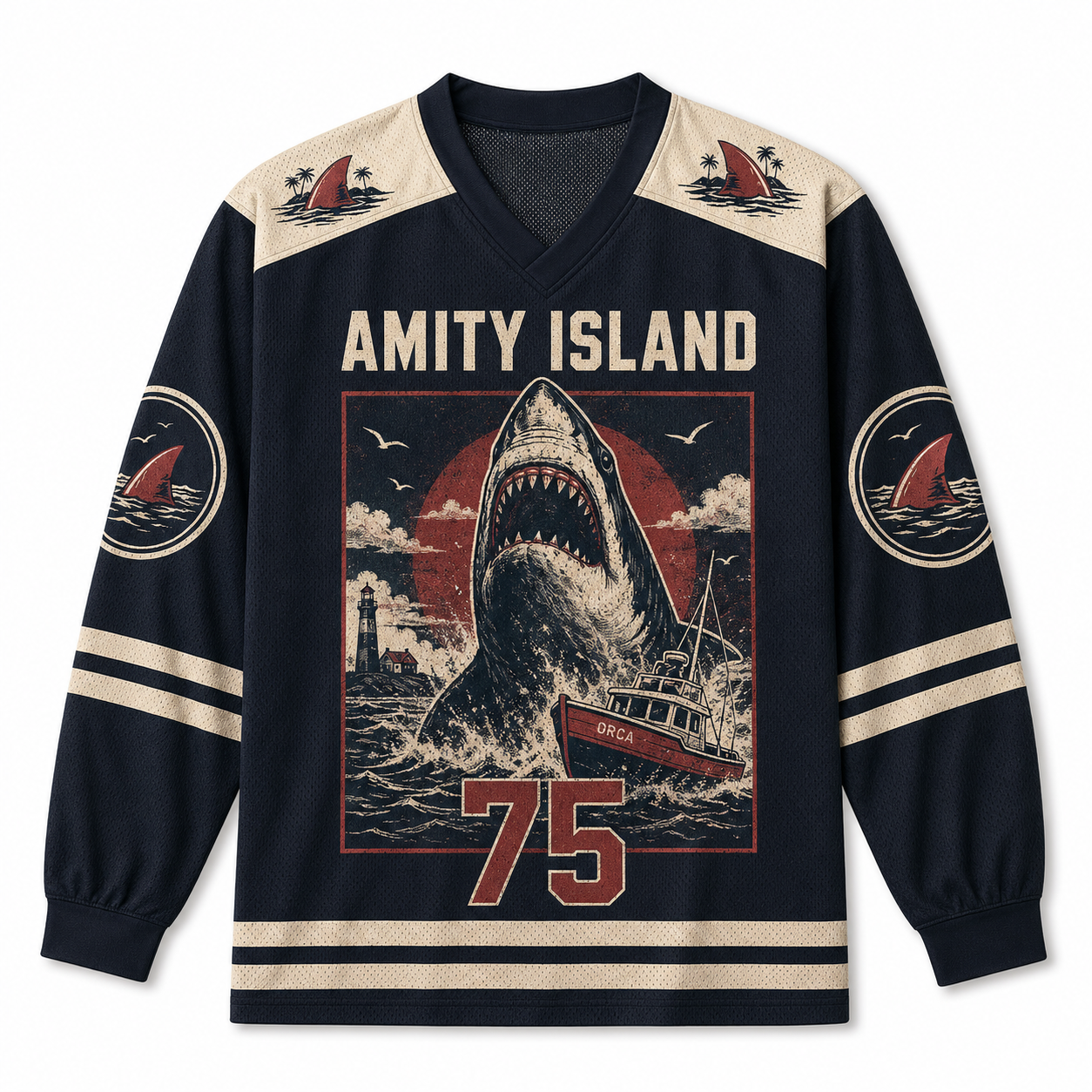 JAWS V-Neck Long Sleeve Jersey