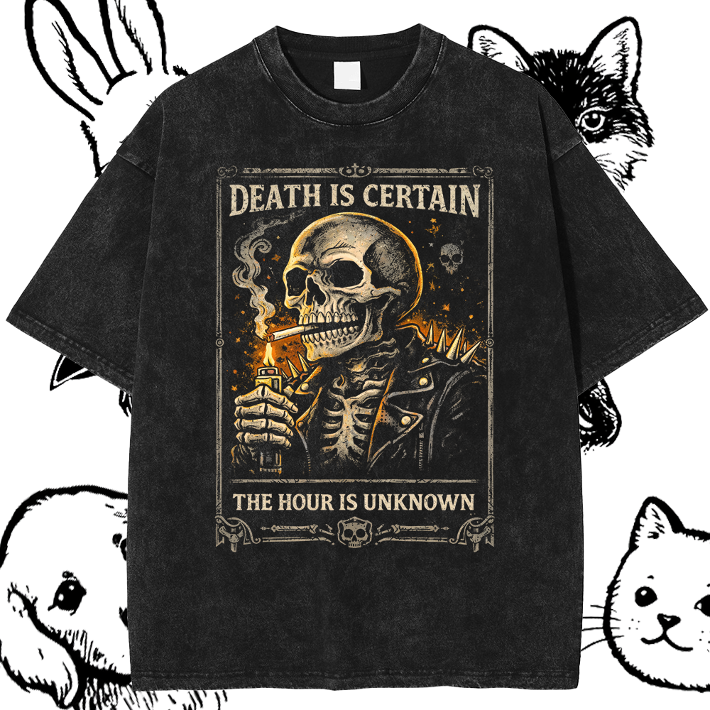 Skeleton Biker Lighting Cigarette In Leather Jacket