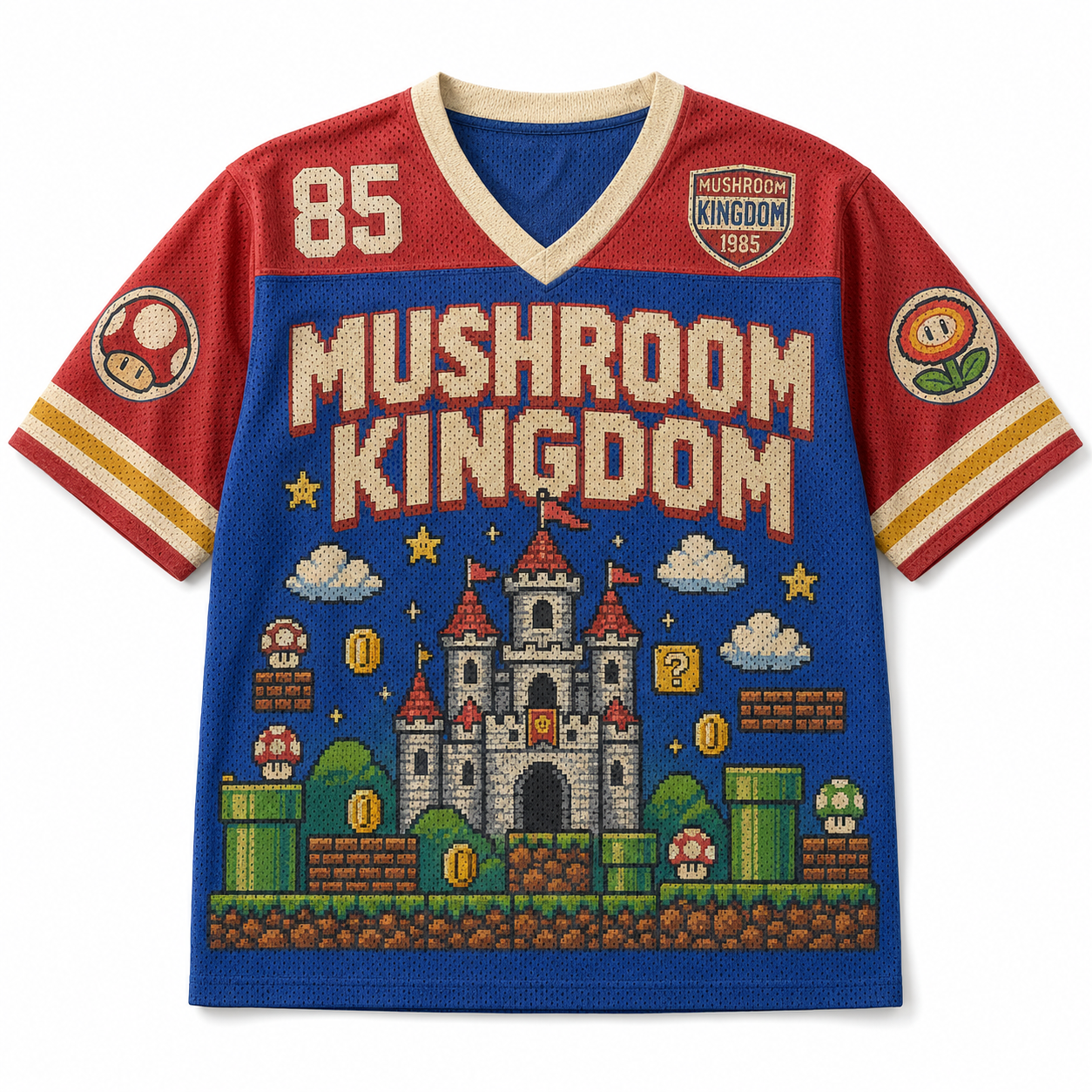 Super Mario Jersey Mushroom Kingdom Retro 8bit Gaming Jersey Shirts