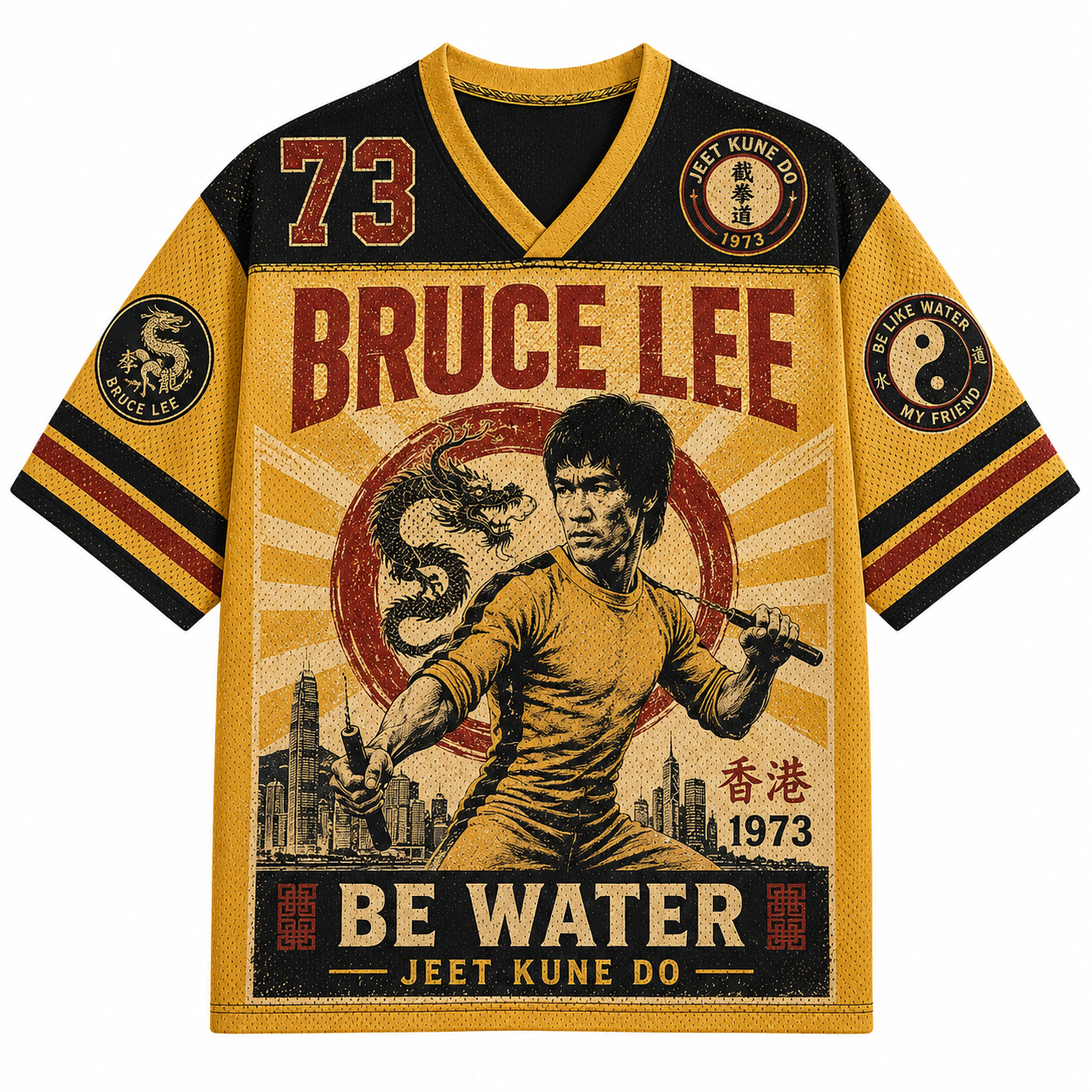 Bruce Lee "Be Water" 1973 Jeet Kune Do Jersey Shirts