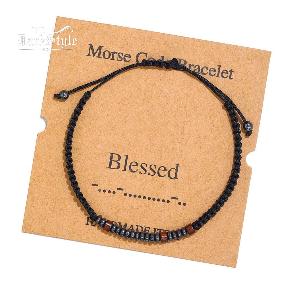 Unisex Morse Code Alphanumeric Weave Couple Bracelet