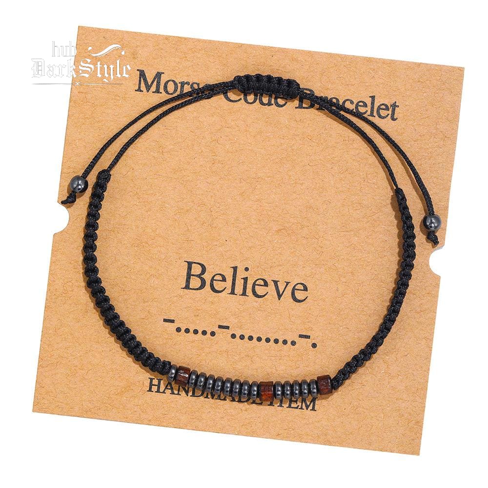 Unisex Morse Code Alphanumeric Weave Couple Bracelet