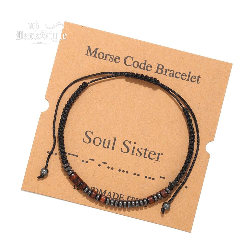 Unisex Morse Code Alphanumeric Weave Couple Bracelet
