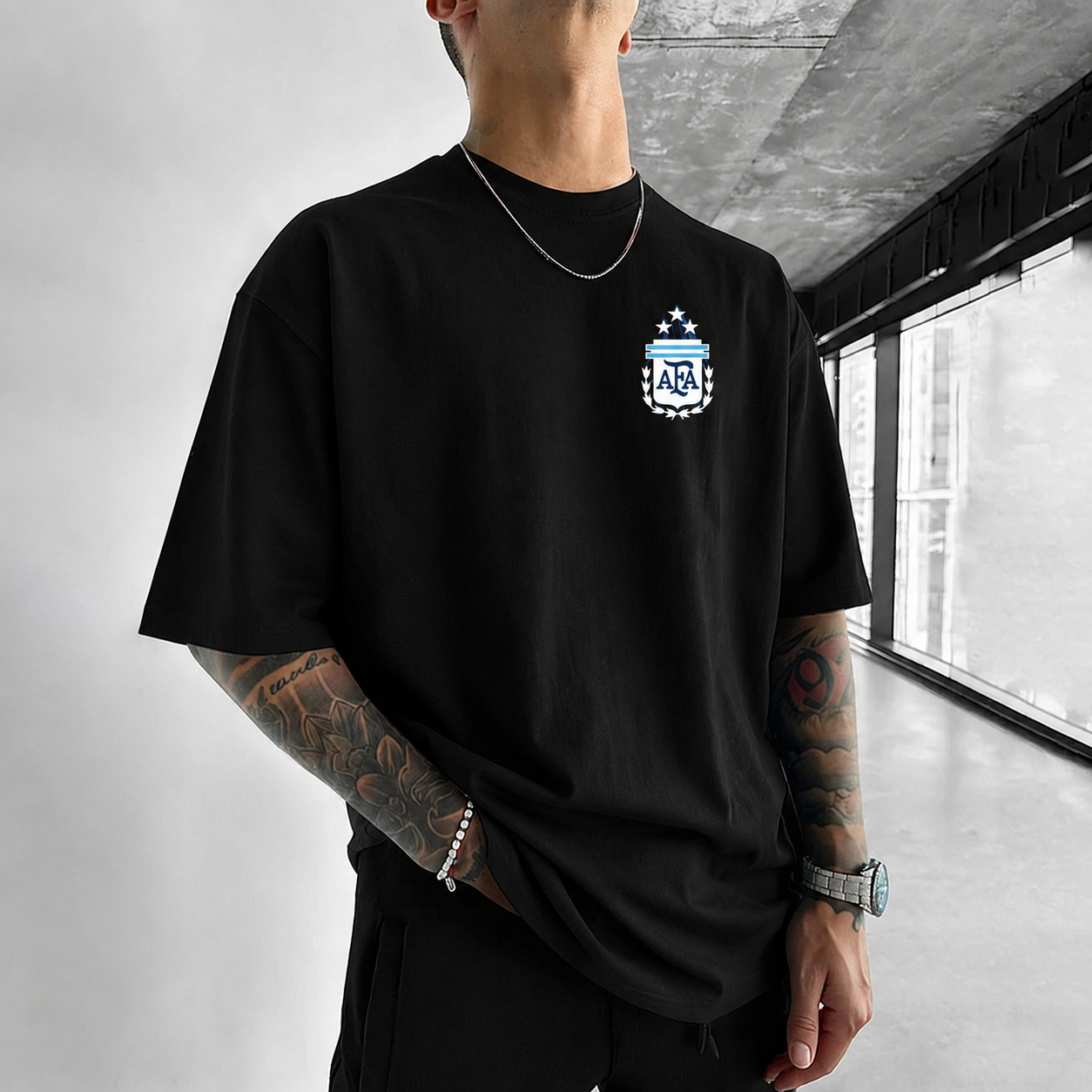 Argentina team printed short-sleeved shirt