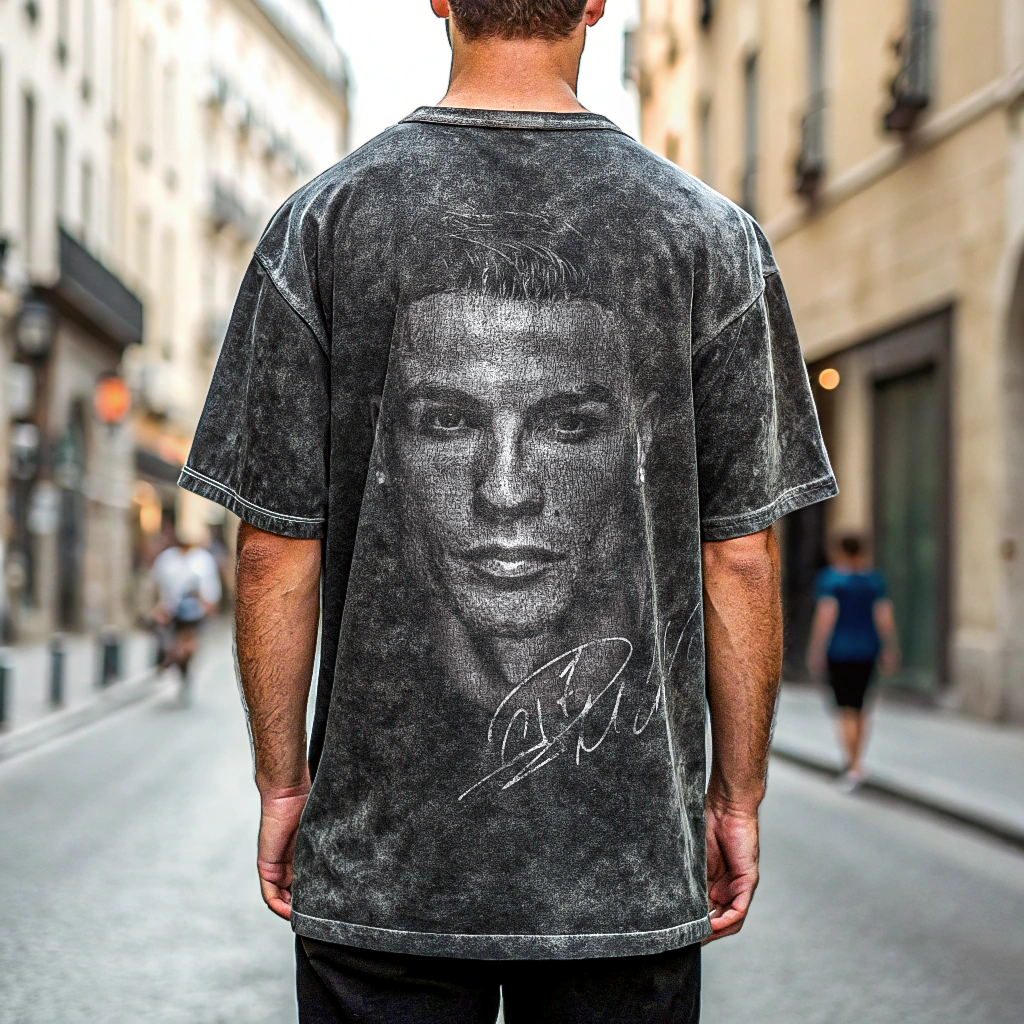 Vintage Cristiano Ronaldo Man U Acid Wash Oversize T-Shirt - 250 GSM