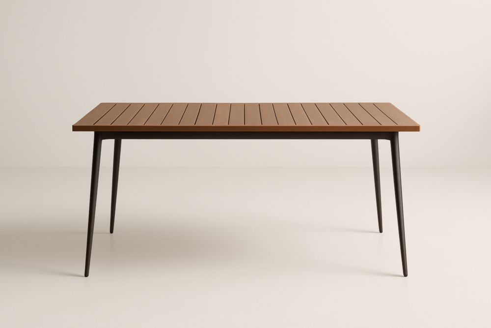 Table rectangulaire extérieure bois massif et aluminium