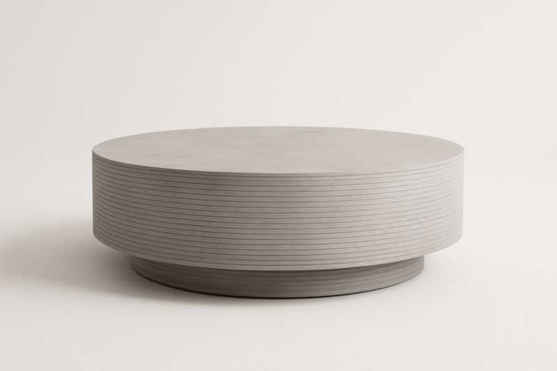 Pour jardin table basse ronde en béton gris diamètre 90 cm