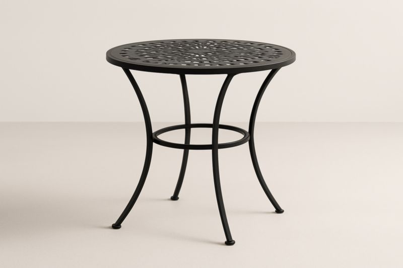 Pour jardin table d'appoint ronde en aluminium noir pour extérieur Ø90 cm H75 cm