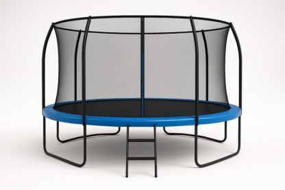 Trampoline de jardin en acier avec filet de sécurité, Bleu/Noir