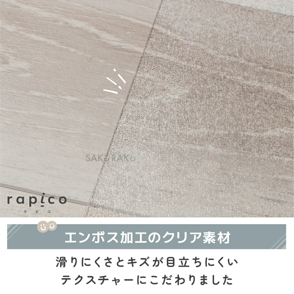 ＼半額クーポン！先着300名！3/4限定 ／sakuraku キッチンマット L型 「透明 拭ける 240cm 」(洗濯不要 PVC おしゃれ キッチン マット 240 クリア 厚さ1.5mm 撥水 防水 透明マット 床保護マット 保護シート 滑り止め 滑らない )【意匠登録済】pre