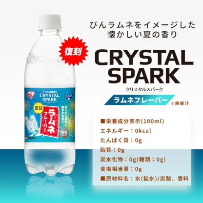 【スペシャルセット登場！】 炭酸水 500ml 12本 24本 強炭酸水 アイリスオーヤマ クリスタルスパーク ラムネ グレープソーダ レモン シャインマスカット フレーバー プレーン 天然水 無糖 カロリーゼロ アイリスフーズ 炭酸飲料 *