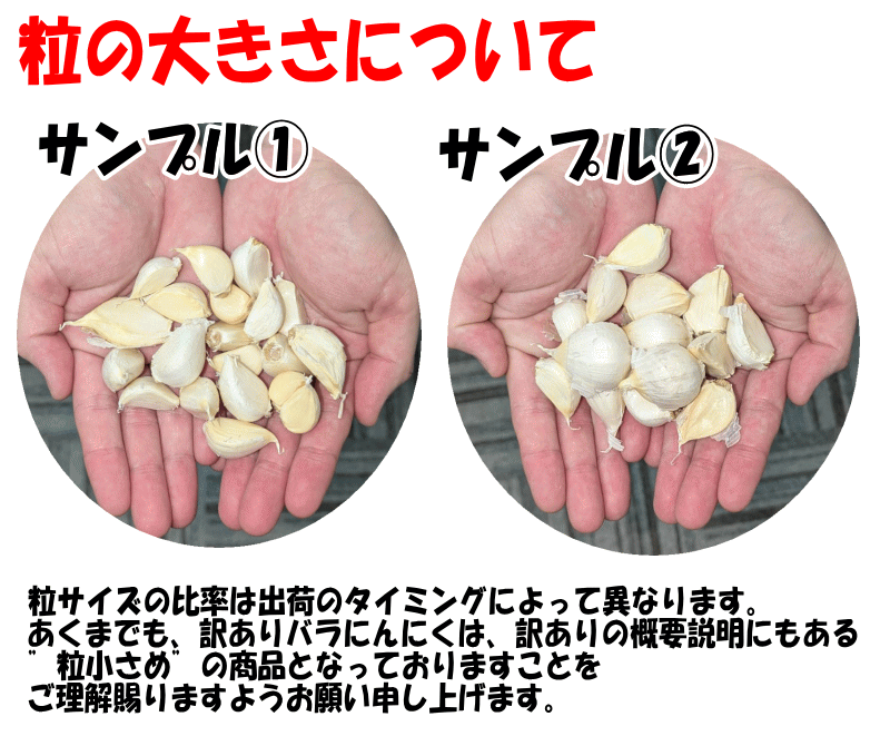 訳ありの粒サイズについて