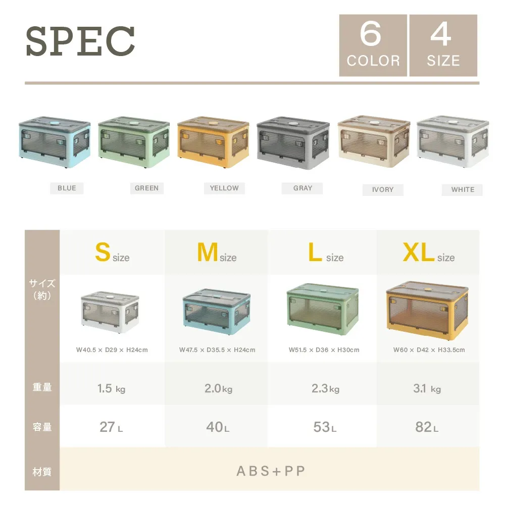 【総合ランキング１位 】収納ボックス 折畳み キャスター付き 5面開閉 収納ケース 押入れ収納 組立簡単 27L/40L/53L/82L 積み重ね 衣装収納ボックス フタ付き ボックス コンパクト 透明 収納コンテナ 衣類 布団 f-00003