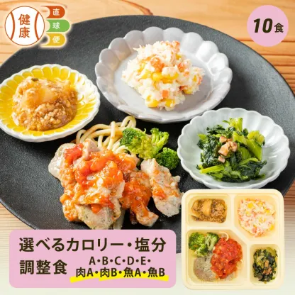 選べる カロリー・塩分調整食 10食セット 冷凍弁当 宅配弁当 宅配 弁当 食品 減塩 レンジ調理 時短 低カロリー 惣菜 カロリー 塩分 高齢者 健康 食事 詰め合わせ 制限食 食事制限 栄養食 時短調理 自宅療養 健康直球便 国内製造 健康 簡単調理 おすすめ