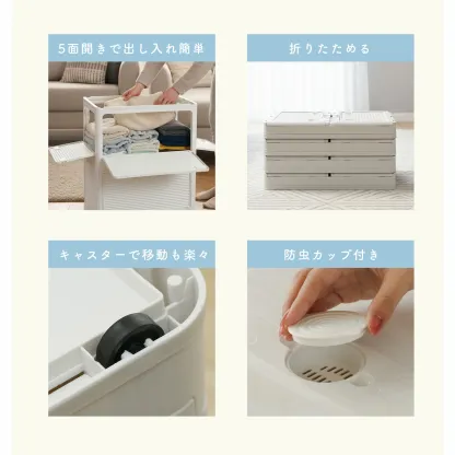 即納 収納ボックス 収納ケース 折りたたみ 収納 ふた付き キャスター付き 5面開き 前開き 27L 40L 53L 82L 屋外 おしゃれ プラスチック 衣装ケース コンテナ ボックス 衣類 布団