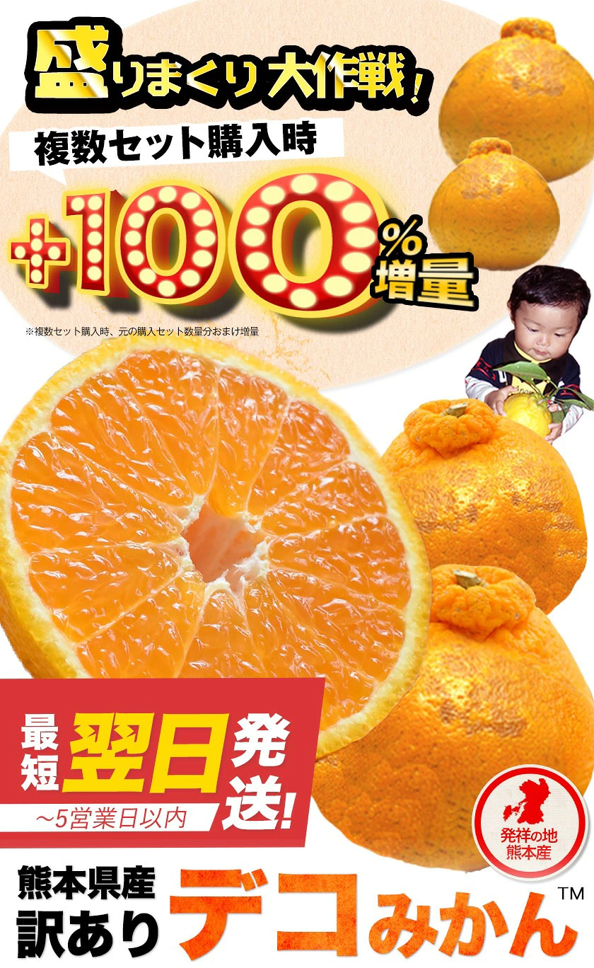 おまけ＋１００％増量 熊本県産 デコみかん 訳あり 1.5kg 送料無料 最短翌日出荷 2セット以上購入でおまけ増量 デコポン と同品種 不知火 みかん ミカン 熊本 柑橘 くまもと風土 買い回り 《1-5営業日以内に発送予定》