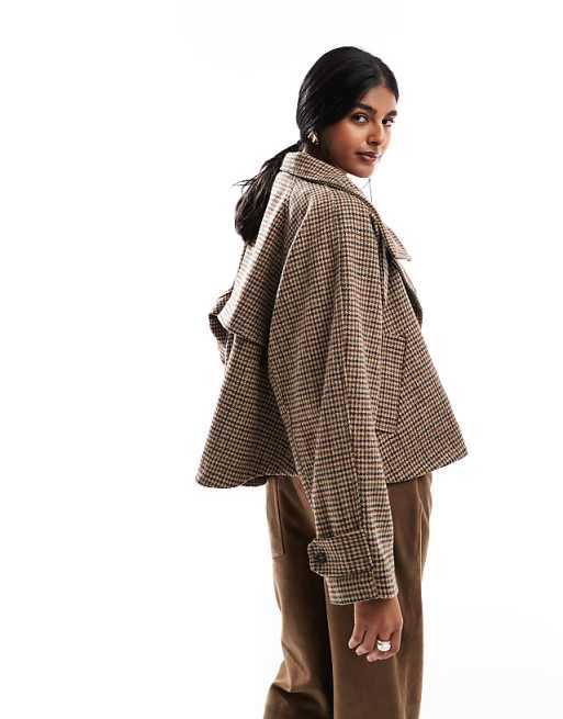 cape swing crop trench in heritage plaid