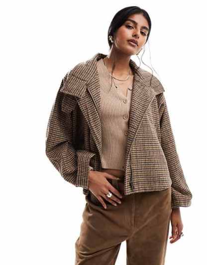 cape swing crop trench in heritage plaid