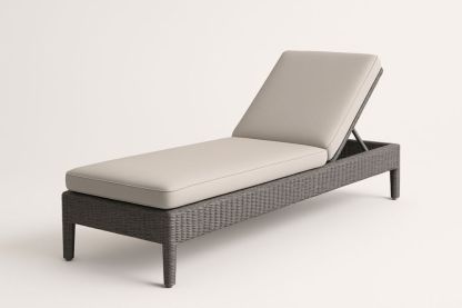 Chaise longue extérieure réglable en résine tressée beige