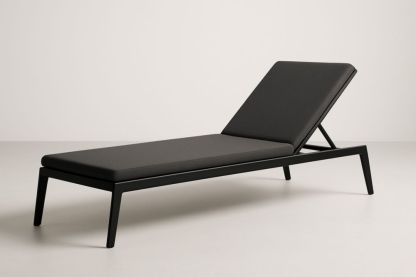 Chaise Longue en Aluminium et Tissu Synthétique Noir