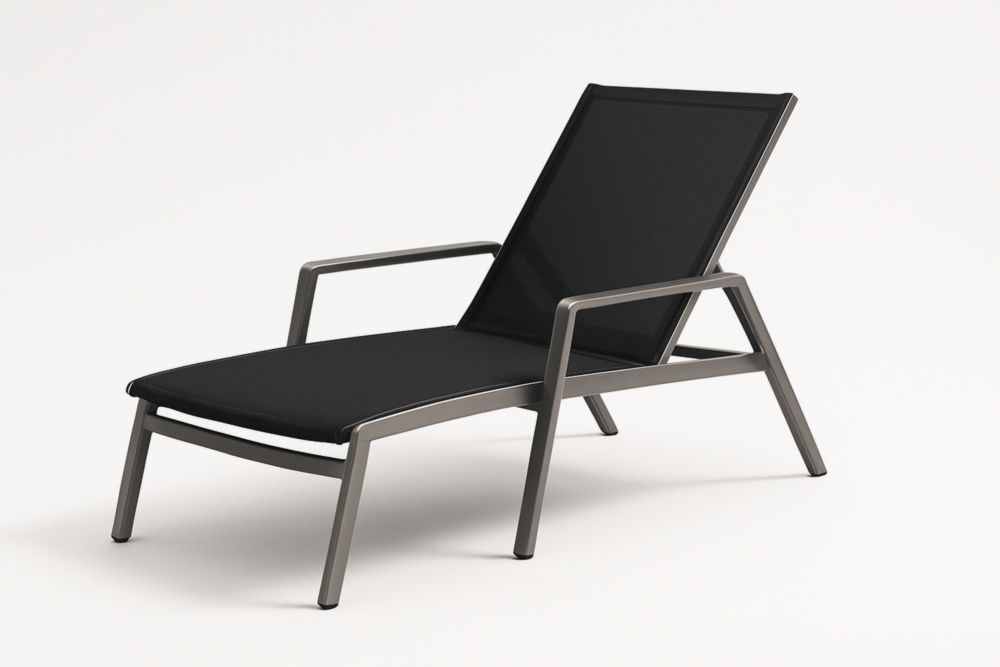 Chaise longue extérieure aluminium textilène Noir