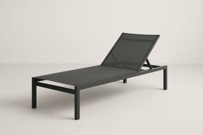 Chaise Longue en Aluminium et Textilène Noir 200x70x35 cm