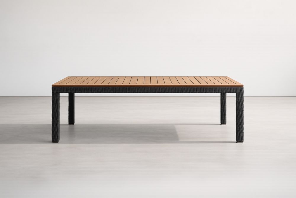 Table de jardin rectangulaire aluminium et bois composite Noir/Marron