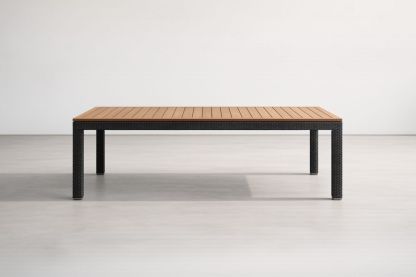 Table de jardin rectangulaire aluminium et bois composite Noir/Marron