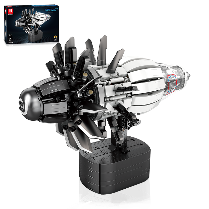 AIRCRAFT ENGINE With Motor building blocks model - chaoxingtoys