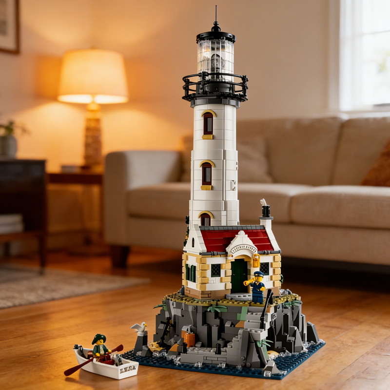 Motorized Lighthouse building blocks model - chaoxingtoys