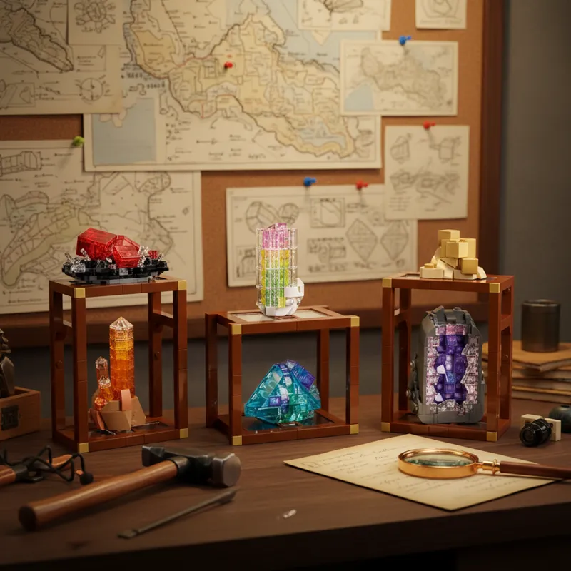 Crystal Mineral Showcase Build building blocks model - chaoxingtoys