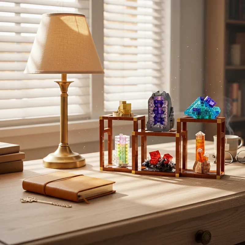 Crystal Mineral Showcase Build building blocks model - chaoxingtoys