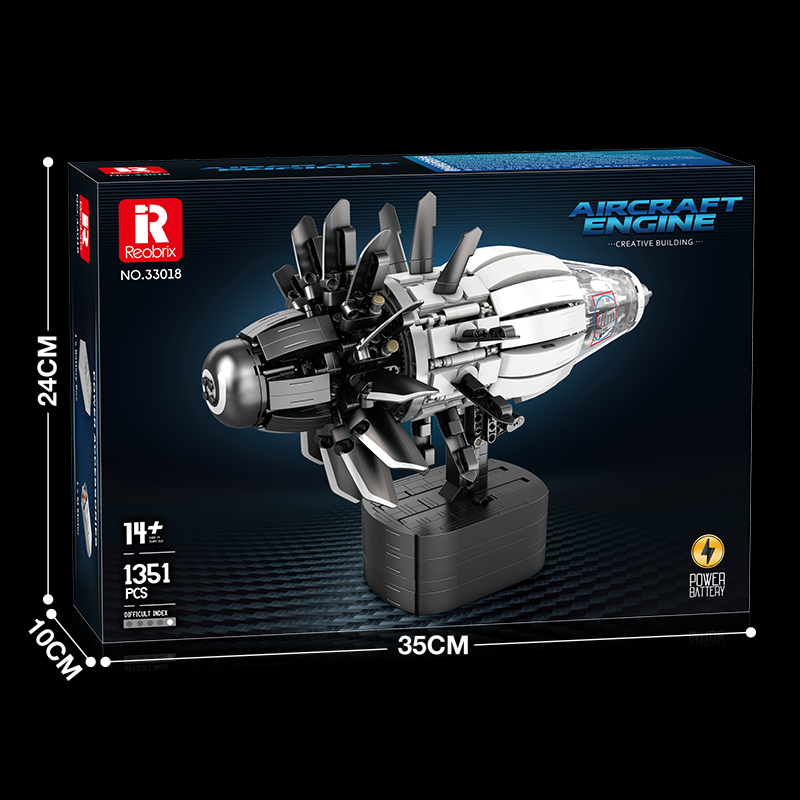 AIRCRAFT ENGINE With Motor building blocks model - chaoxingtoys