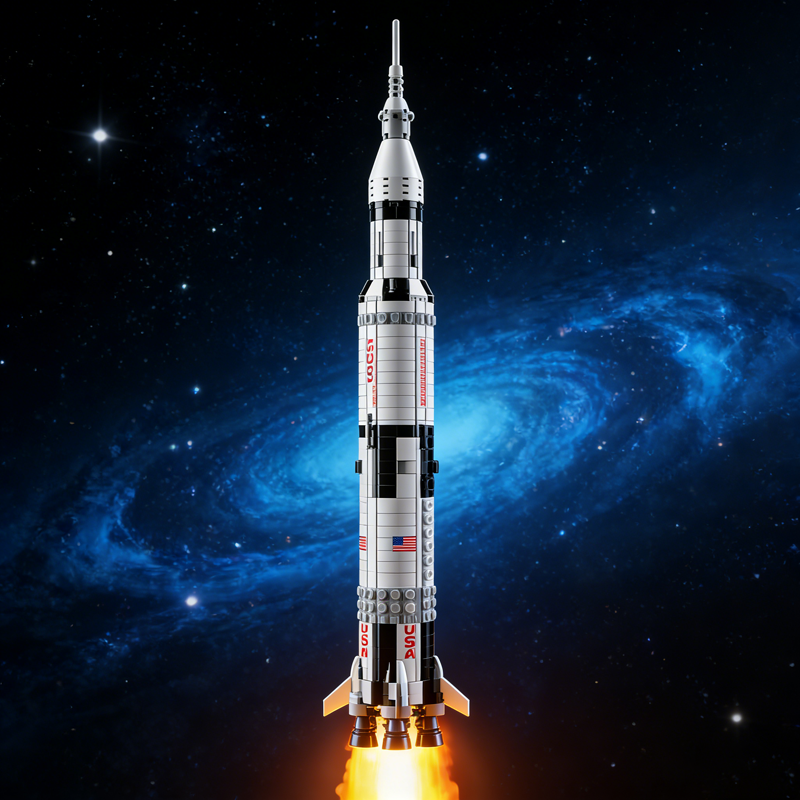 Historic Lunar Launch Rocket building blocks model - chaoxingtoys