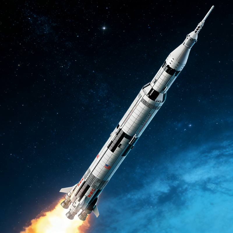 Historic Lunar Launch Rocket building blocks model - chaoxingtoys