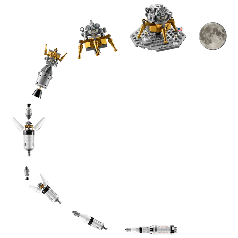Historic Lunar Launch Rocket building blocks model - chaoxingtoys