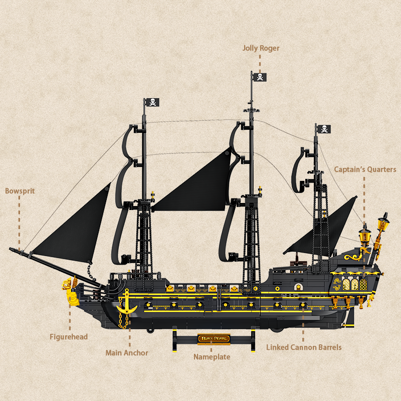 Black Pearl Pirate Ship-chaoxingtoys