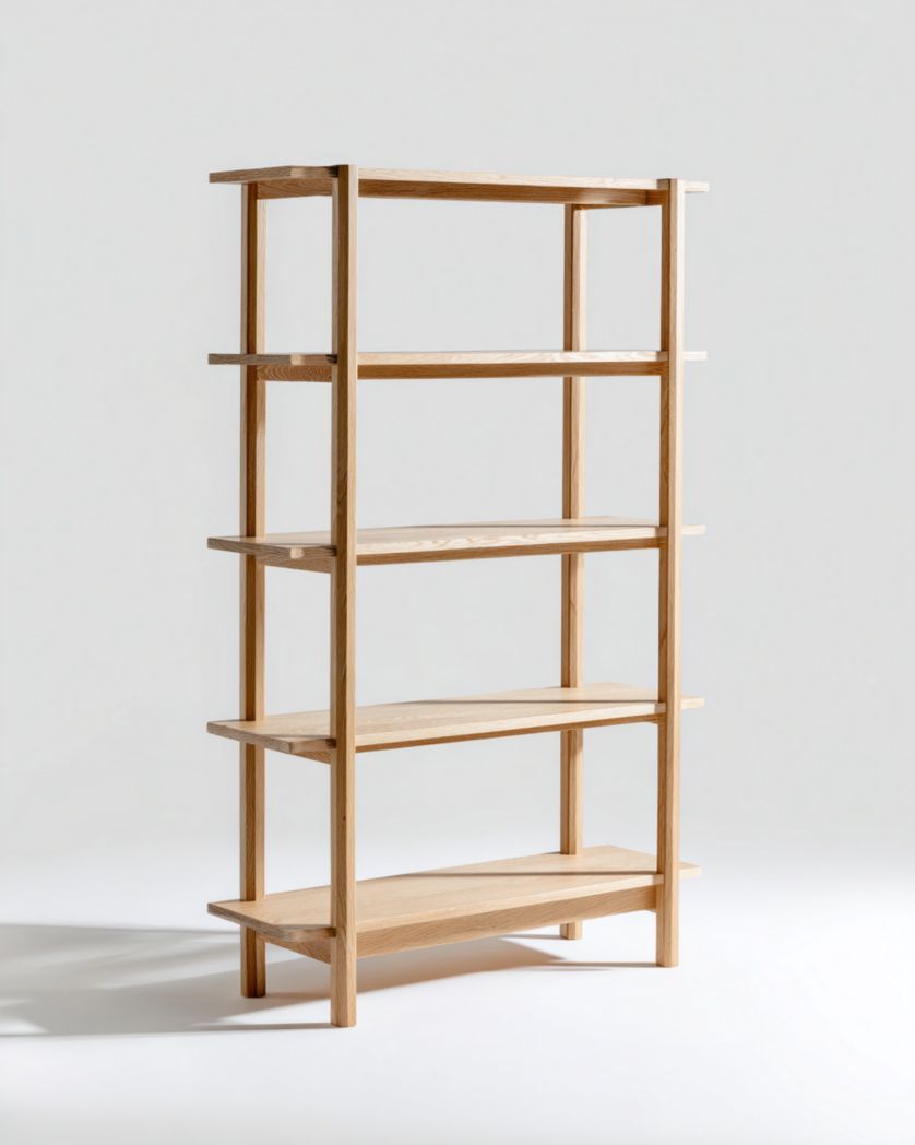 Étagère en bois jaune clair à quatre niveaux-Femlu Live