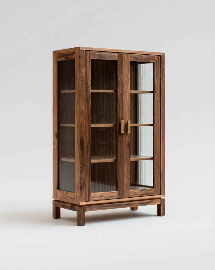 Vitrine avec portes en verre brun foncé-Femlu Live