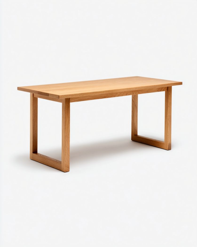 Bureau rectangulaire en bois brun clair avec structure à cadre-Femlu Live