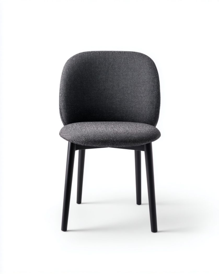 Chaise de salle à manger rembourrée gris foncé avec pieds noirs-Femlu Live