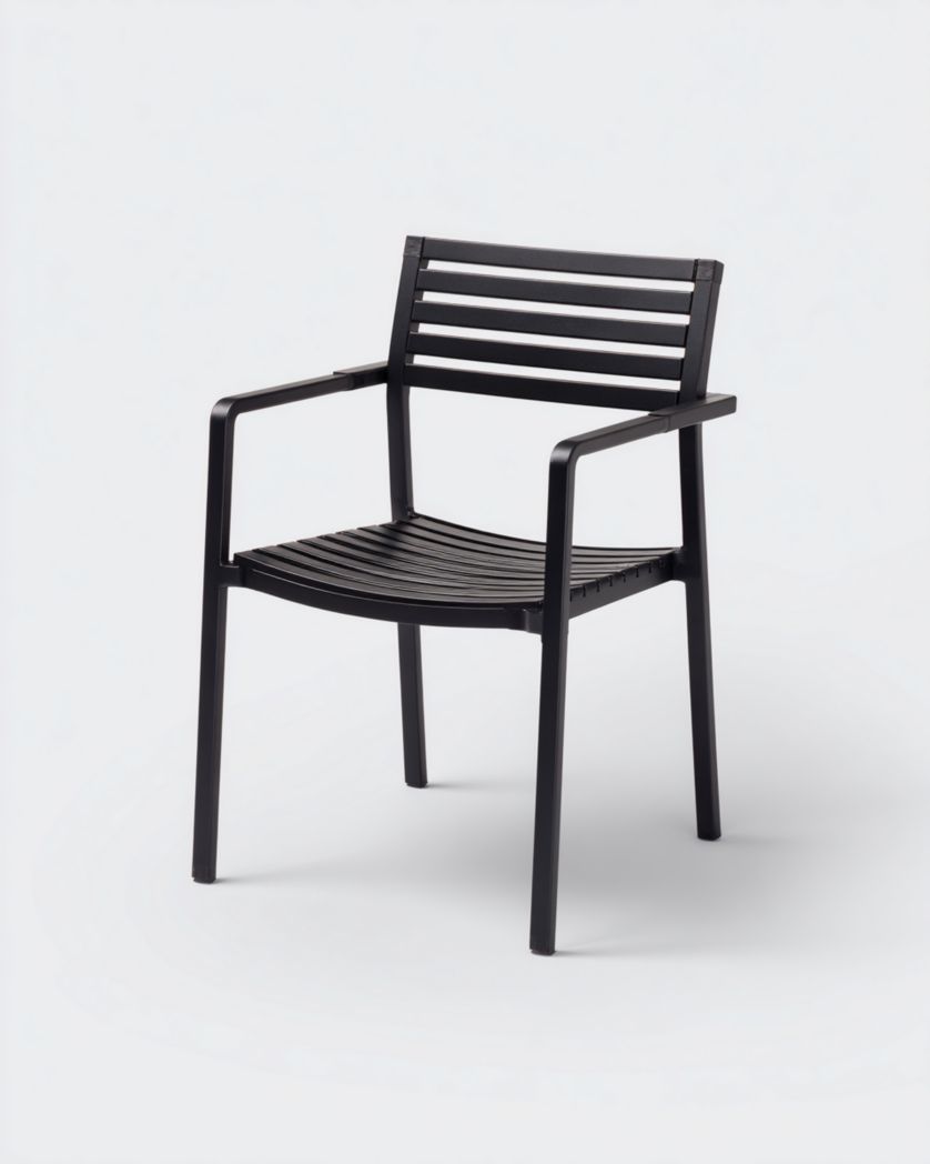 Chaise d'extérieur avec accoudoirs noire-Femlu Live