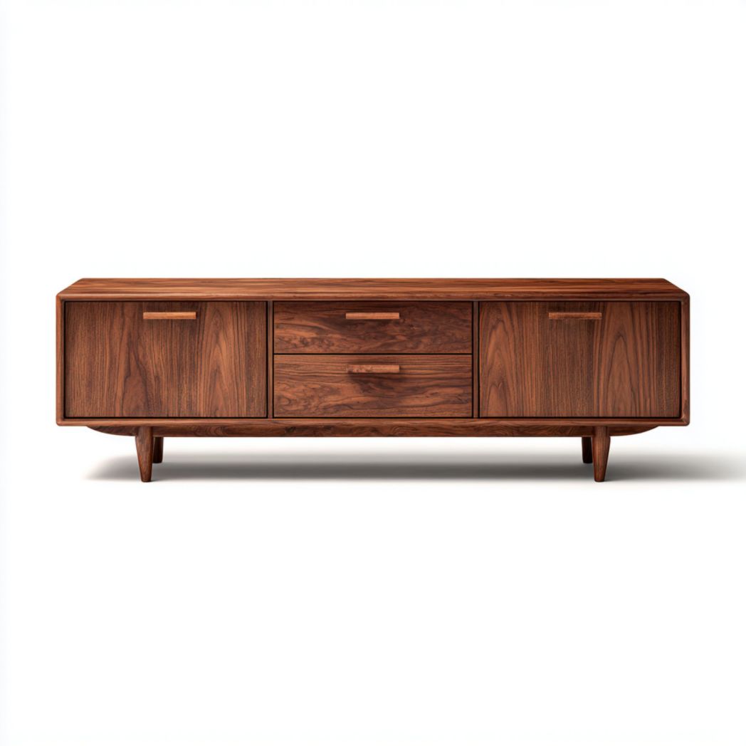 Meuble TV en bois marron avec un grand espace de rangement-Femlu Live