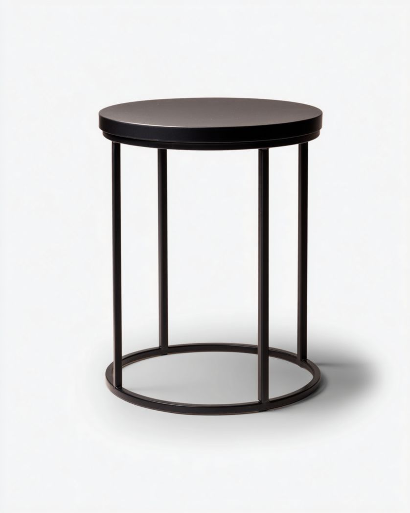 Table d'appoint ronde en métal noir-Femlu Live
