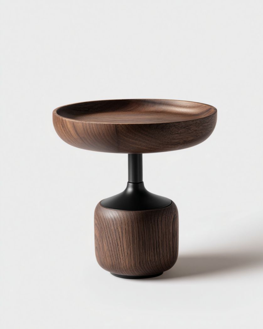 Table d'appoint ronde marron et noire à double structure.-Femlu Live