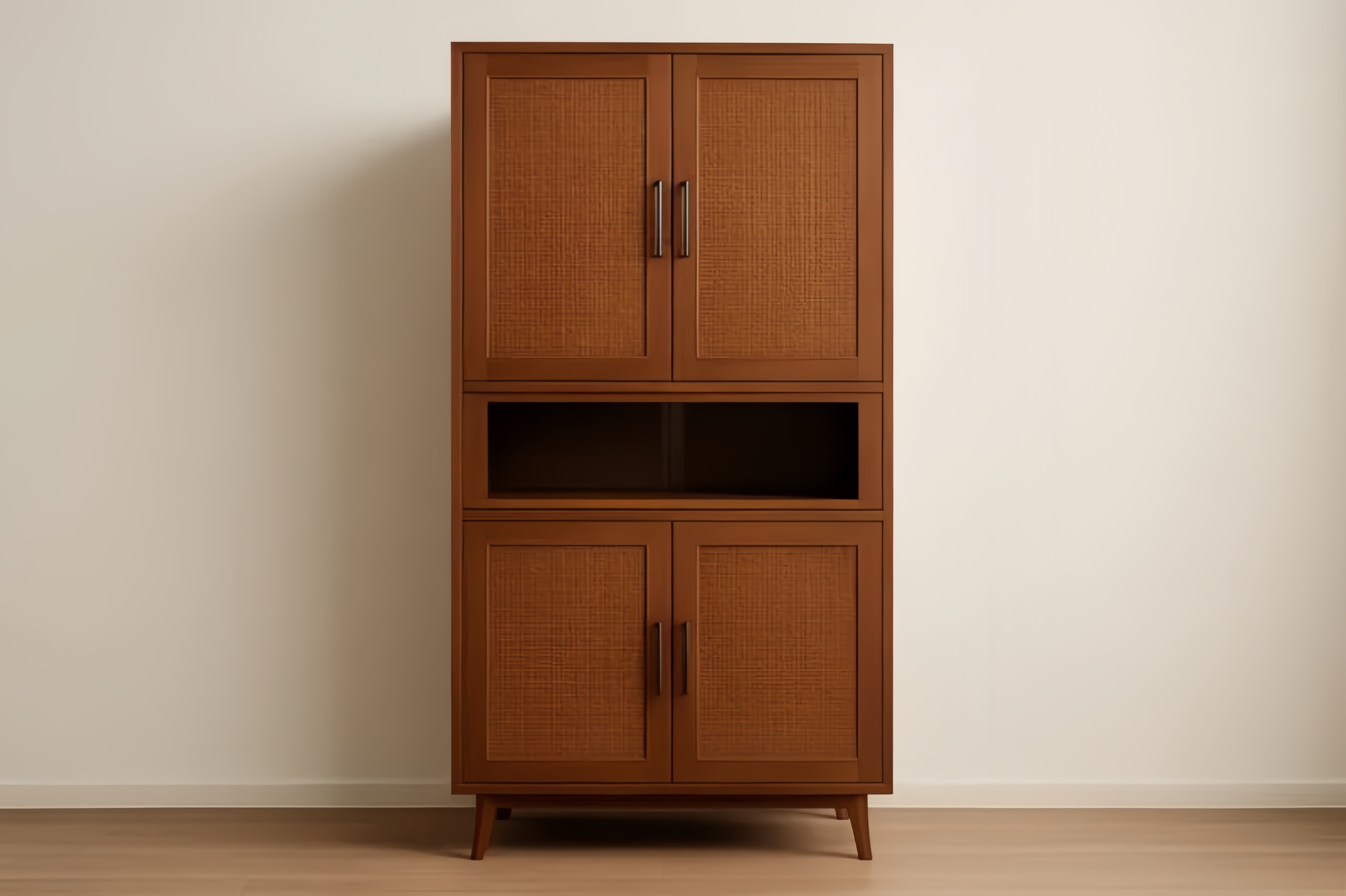 Mobile Contenitore in Legno Massello Marrone con Ante Intrecciate