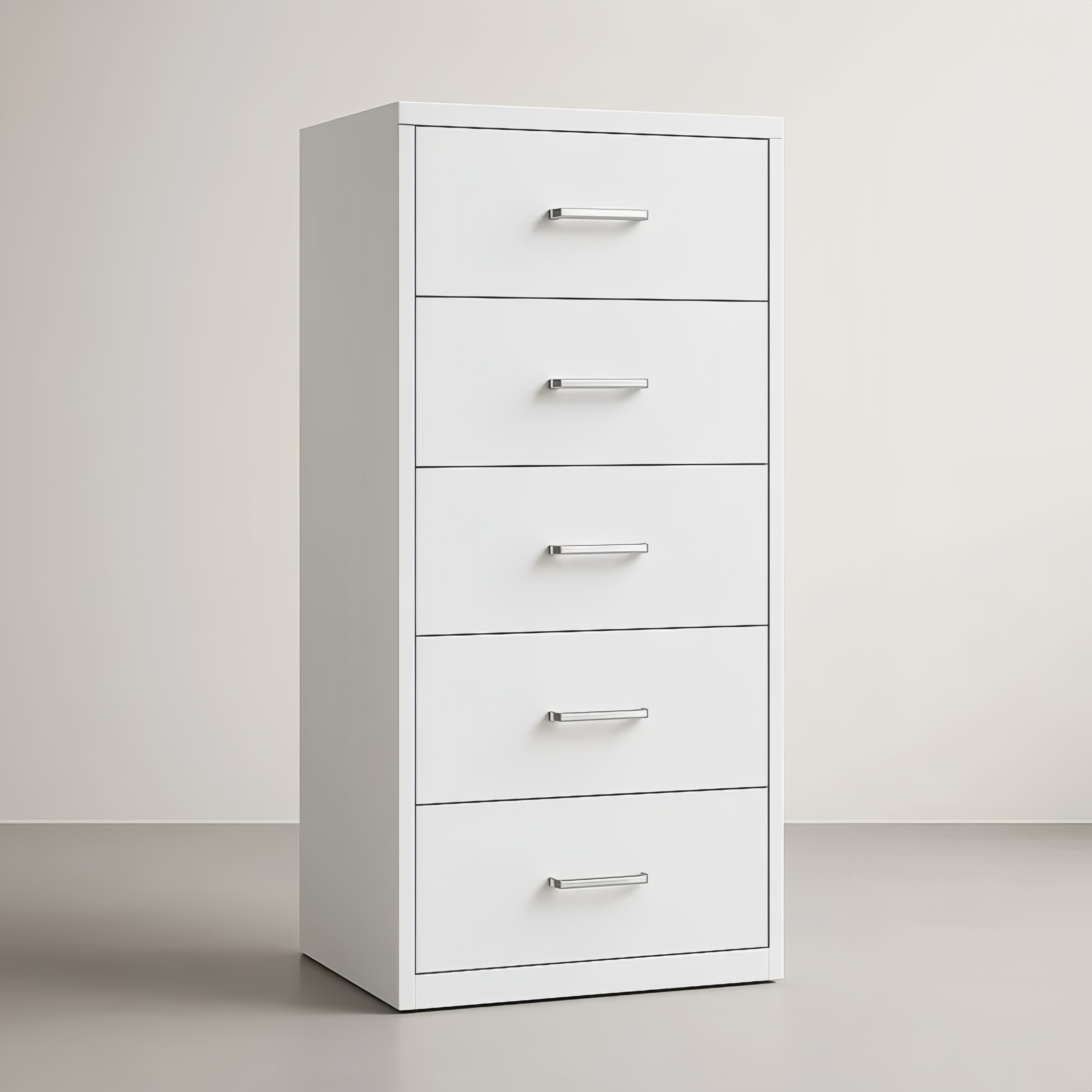 Cassettiera con 5 cassetti in legno bianco