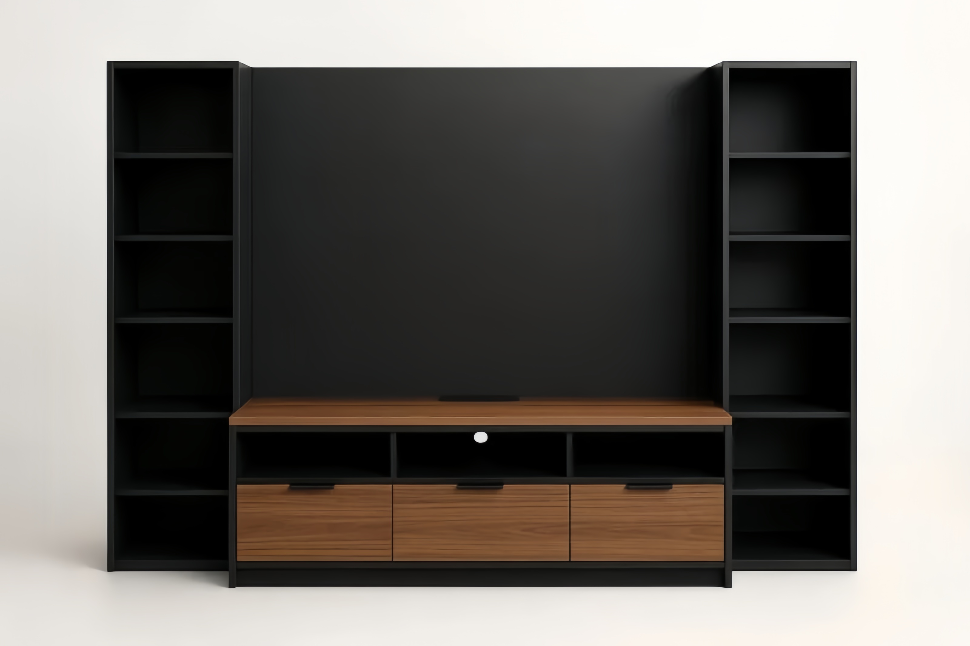 Mobile Porta TV con Ripiani in MDF Nero e Noce 200x180x40 cm