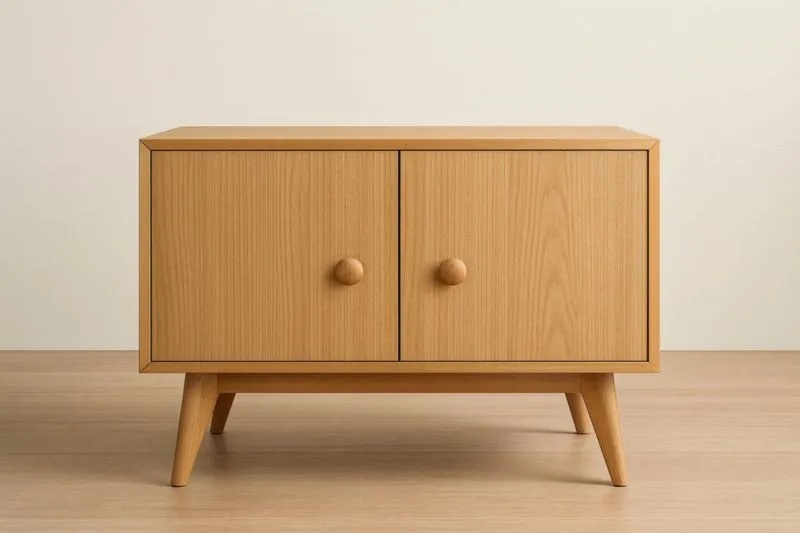 Mobile Contenitore in Legno Massello di Rovere Naturale con Due Ante