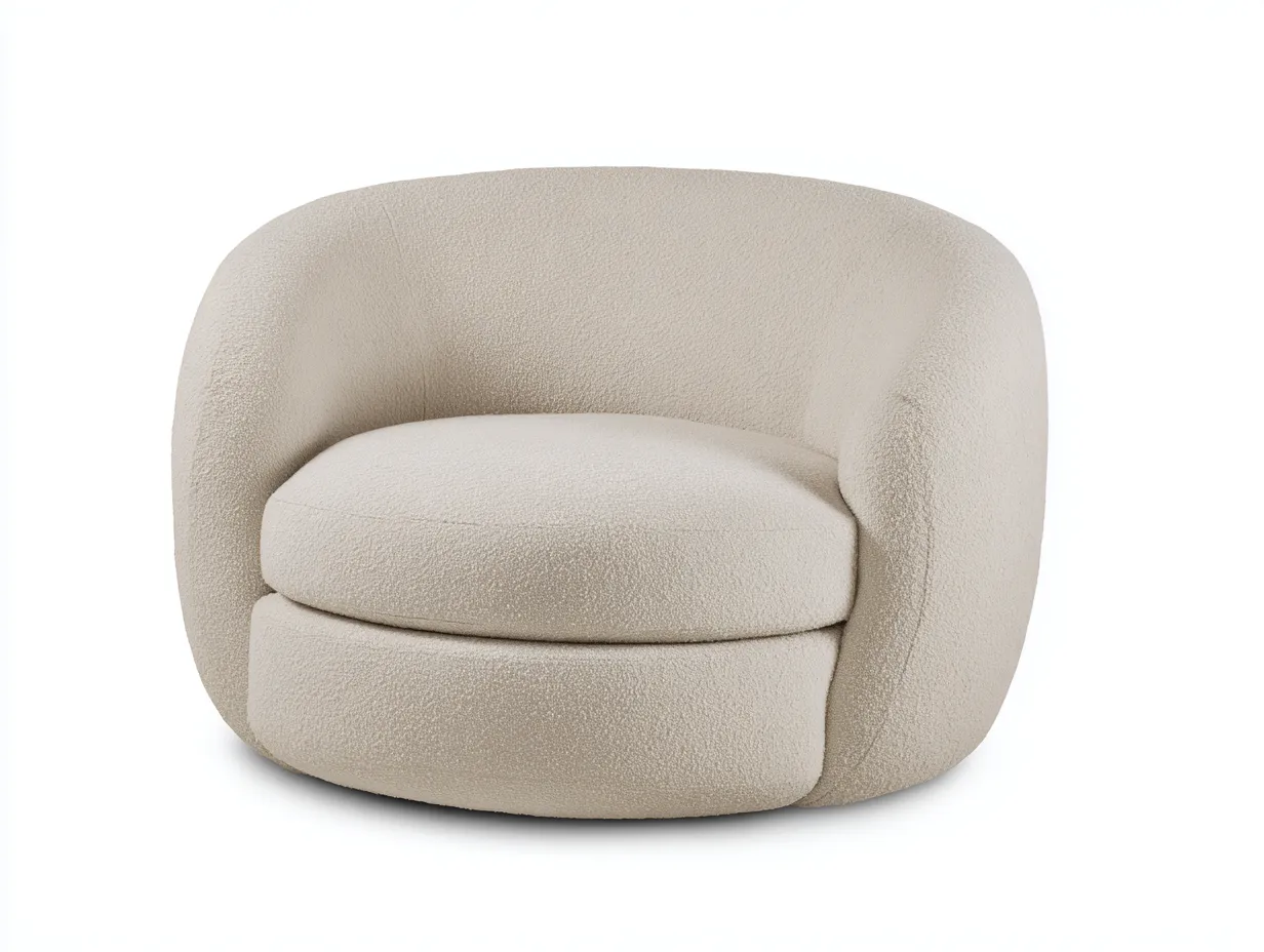 Fauteuil - tissu bouclé - mousse - 90x88x74 cm - beige - style moderne arrondi-Bamboouply